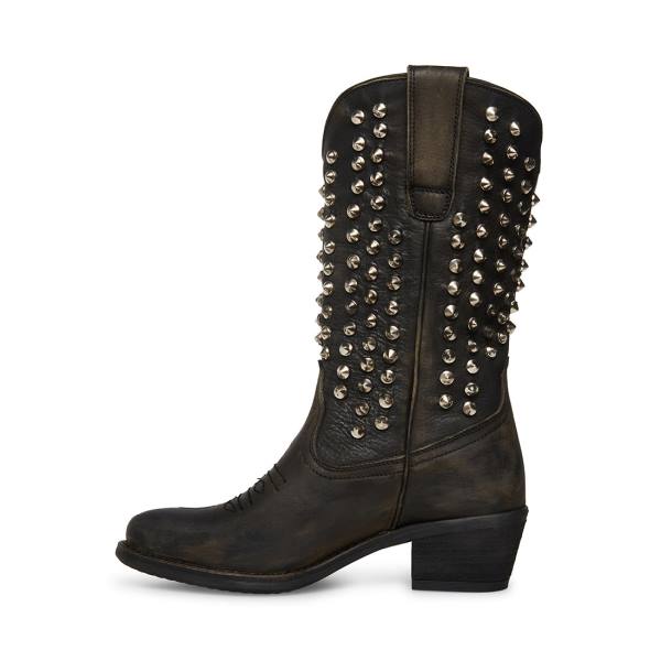 Kozaki Damskie Steve Madden Hayward-s Distressed Czarne | SM-851WQ