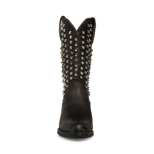 Kozaki Damskie Steve Madden Hayward-s Distressed Czarne | SM-851WQ