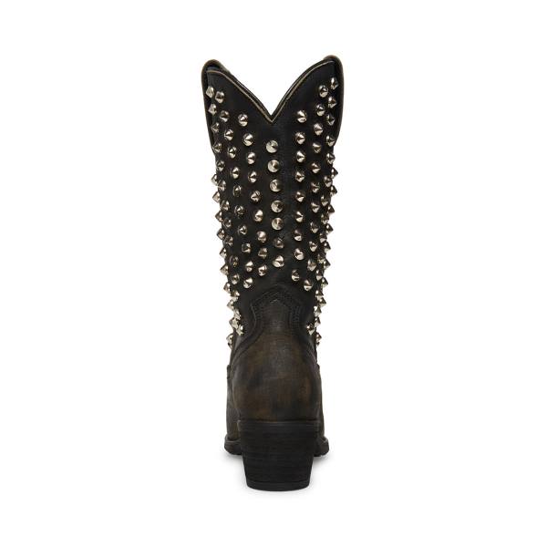 Kozaki Damskie Steve Madden Hayward-s Distressed Czarne | SM-851WQ