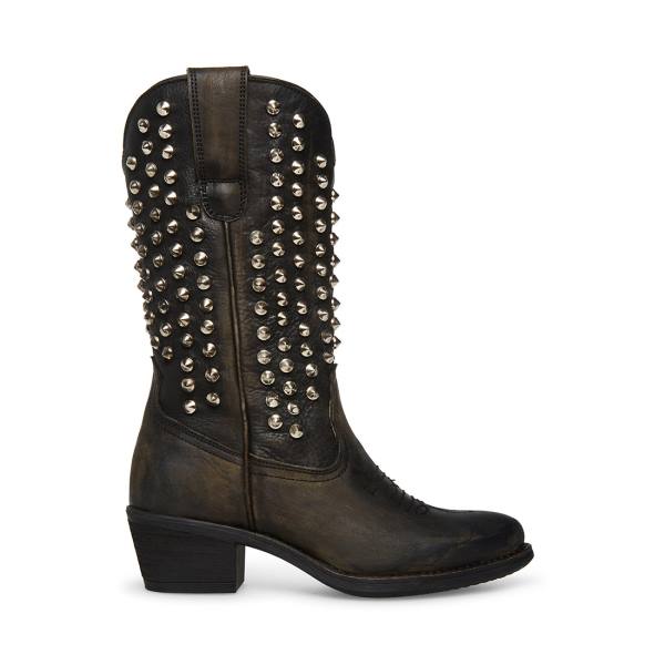 Kozaki Damskie Steve Madden Hayward-s Distressed Czarne | SM-851WQ