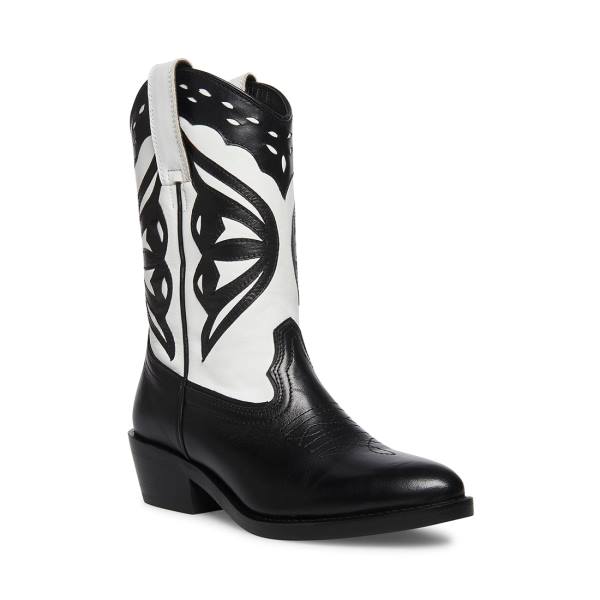 Kozaki Damskie Steve Madden Laredo-m Czarne Białe | SM-854JZ