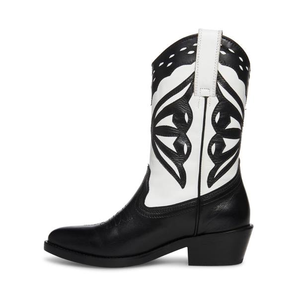 Kozaki Damskie Steve Madden Laredo-m Czarne Białe | SM-854JZ