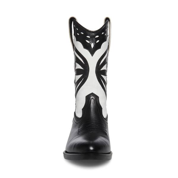 Kozaki Damskie Steve Madden Laredo-m Czarne Białe | SM-854JZ