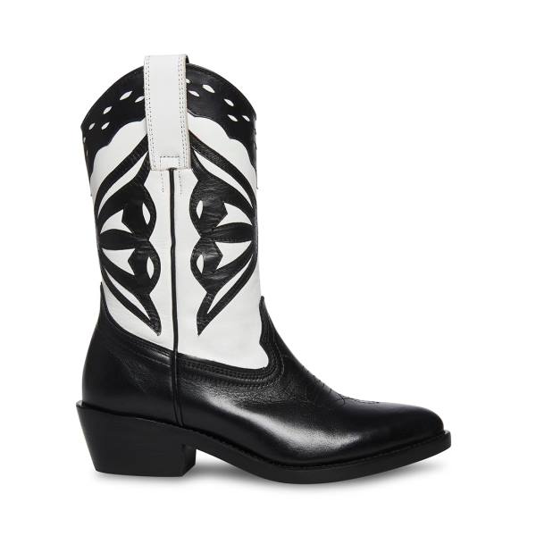 Kozaki Damskie Steve Madden Laredo-m Czarne Białe | SM-854JZ