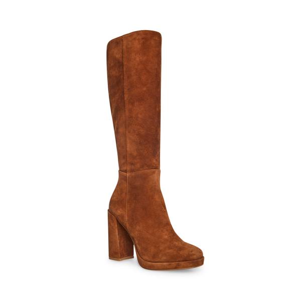 Kozaki Damskie Steve Madden Marcello Chestnut Zamszowe Brązowe | SM-584LM