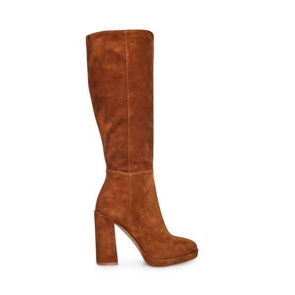 Kozaki Damskie Steve Madden Marcello Chestnut Zamszowe Brązowe | SM-584LM