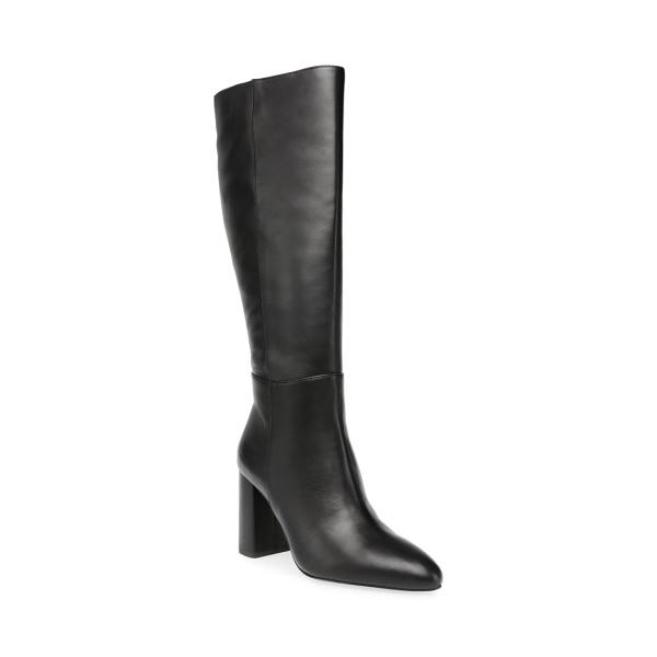 Kozaki Damskie Steve Madden Ninny Skórzane Czarne | SM-167CN