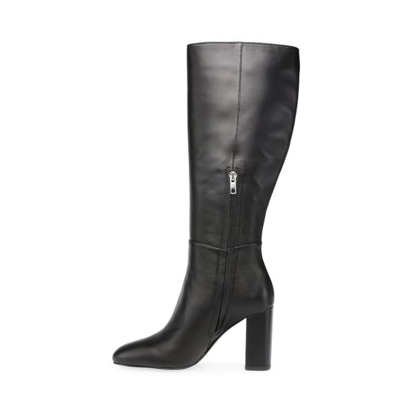 Kozaki Damskie Steve Madden Ninny Skórzane Czarne | SM-167CN