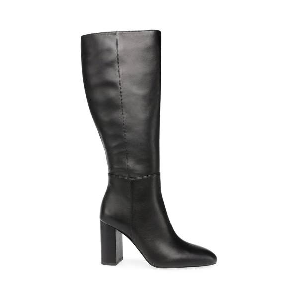 Kozaki Damskie Steve Madden Ninny Skórzane Czarne | SM-167CN