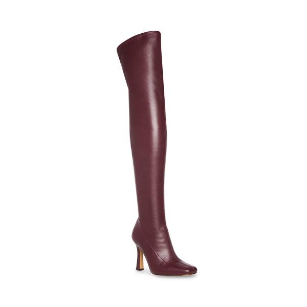 Kozaki Damskie Steve Madden Prowl Burgundy Bordowe | SM-462DC