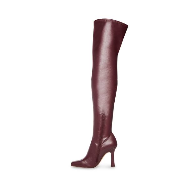Kozaki Damskie Steve Madden Prowl Burgundy Bordowe | SM-462DC