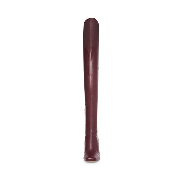 Kozaki Damskie Steve Madden Prowl Burgundy Bordowe | SM-462DC