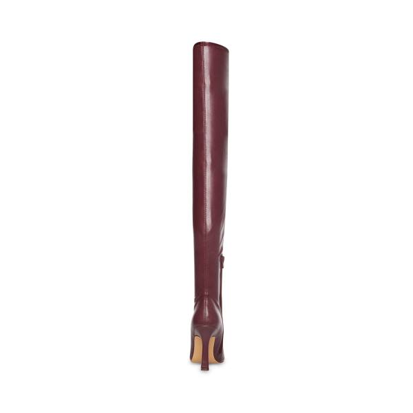 Kozaki Damskie Steve Madden Prowl Burgundy Bordowe | SM-462DC