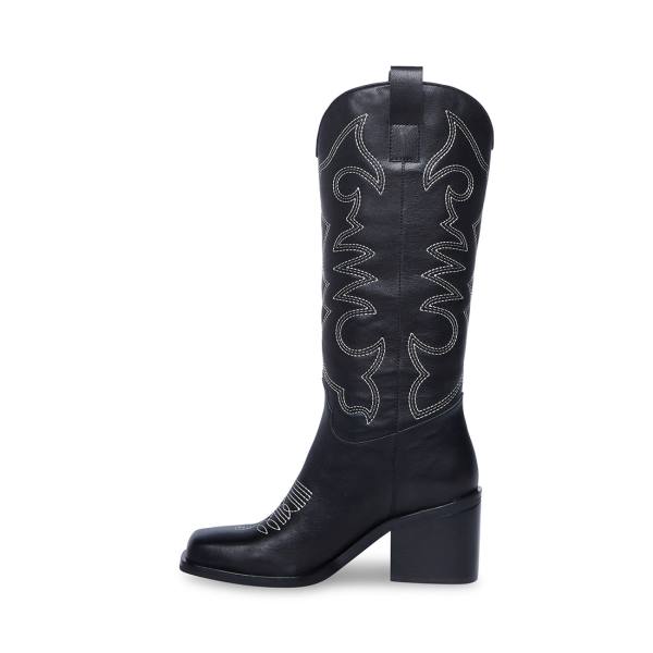 Kozaki Damskie Steve Madden Stampede Skórzane Czarne | SM-806UT