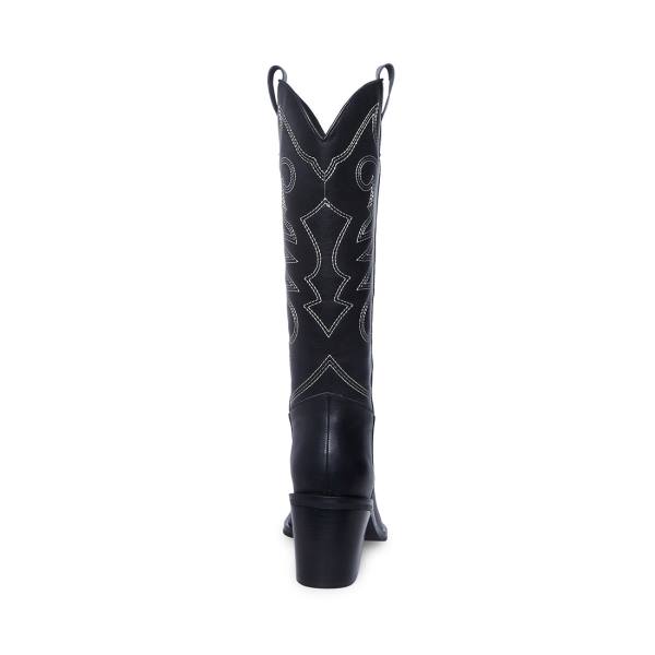 Kozaki Damskie Steve Madden Stampede Skórzane Czarne | SM-806UT
