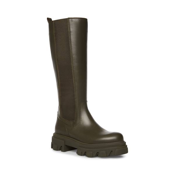 Kozaki Damskie Steve Madden Wayde Skórzane Oliwkowe | SM-813EF