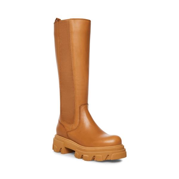 Kozaki Damskie Steve Madden Wayde Tan Skórzane Brązowe | SM-295HG