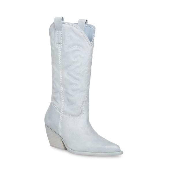 Kozaki Damskie Steve Madden West Baby Skórzane Niebieskie | SM-684IX