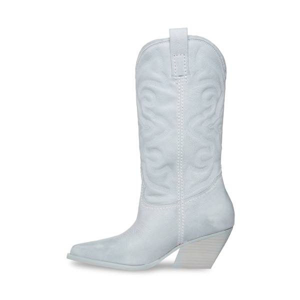 Kozaki Damskie Steve Madden West Baby Skórzane Niebieskie | SM-684IX