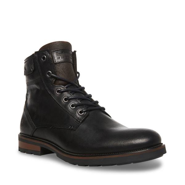 Kozaki Męskie Steve Madden Beldev Skórzane Czarne | SM-026TX
