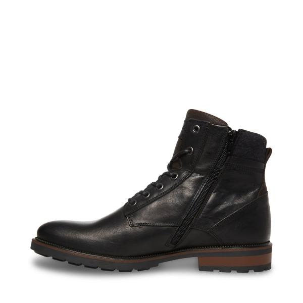 Kozaki Męskie Steve Madden Beldev Skórzane Czarne | SM-026TX