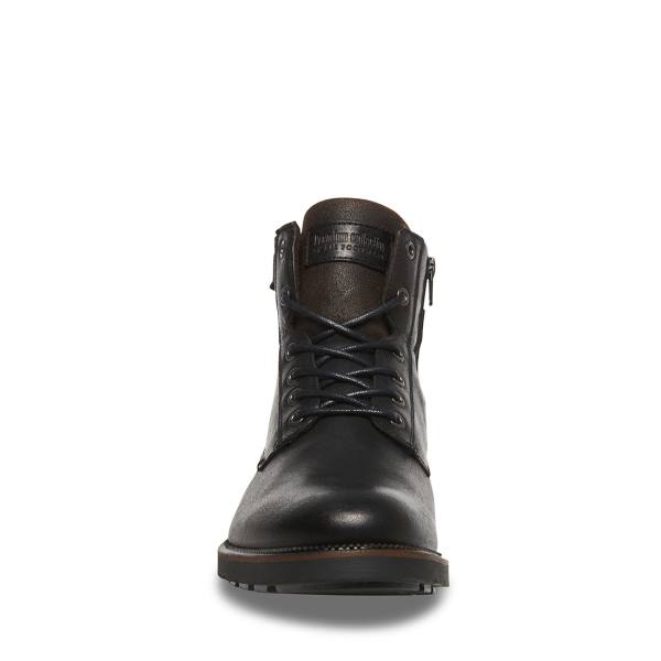 Kozaki Męskie Steve Madden Beldev Skórzane Czarne | SM-026TX
