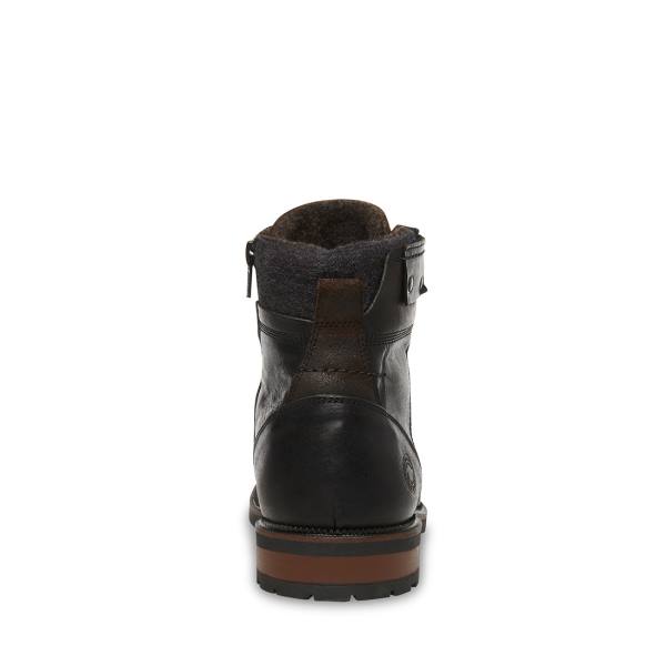 Kozaki Męskie Steve Madden Beldev Skórzane Czarne | SM-026TX