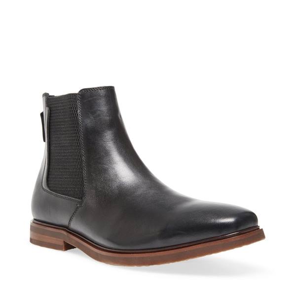 Kozaki Męskie Steve Madden Informor Skórzane Czarne | SM-572QR