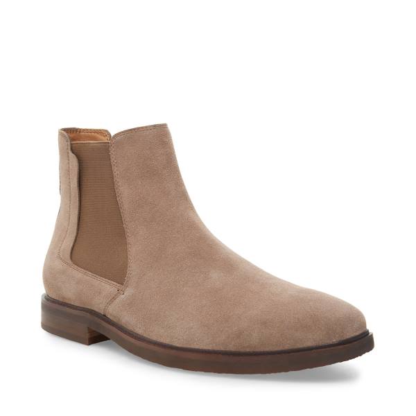 Kozaki Męskie Steve Madden Insider Taupe Zamszowe Szare Brązowe | SM-104AS