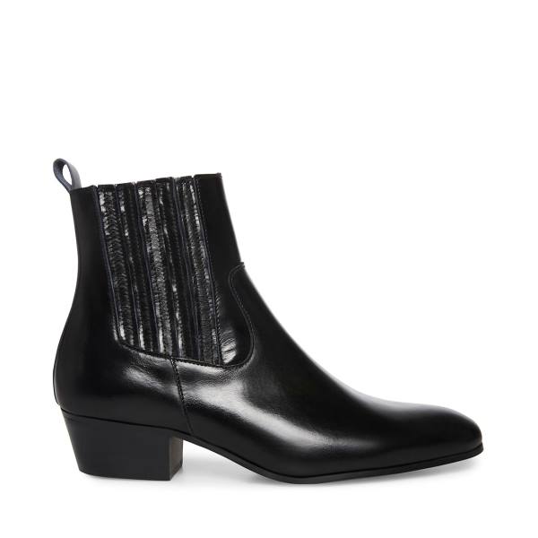 Kozaki Męskie Steve Madden Pierre Skórzane Czarne | SM-583KF