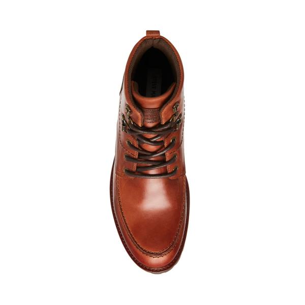 Kozaki Męskie Steve Madden Trekker Cognac Skórzane Brązowe | SM-835KL