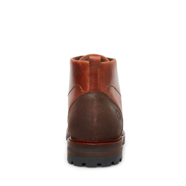 Kozaki Męskie Steve Madden Trekker Cognac Skórzane Brązowe | SM-835KL