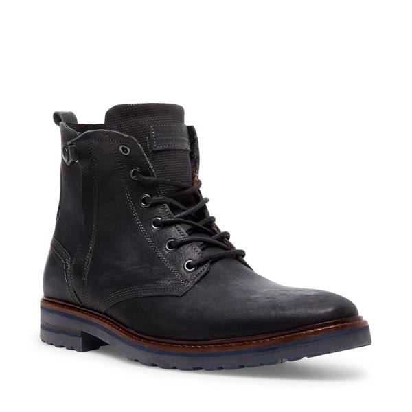 Kozaki Męskie Steve Madden Wellington Skórzane Czarne | SM-013KW