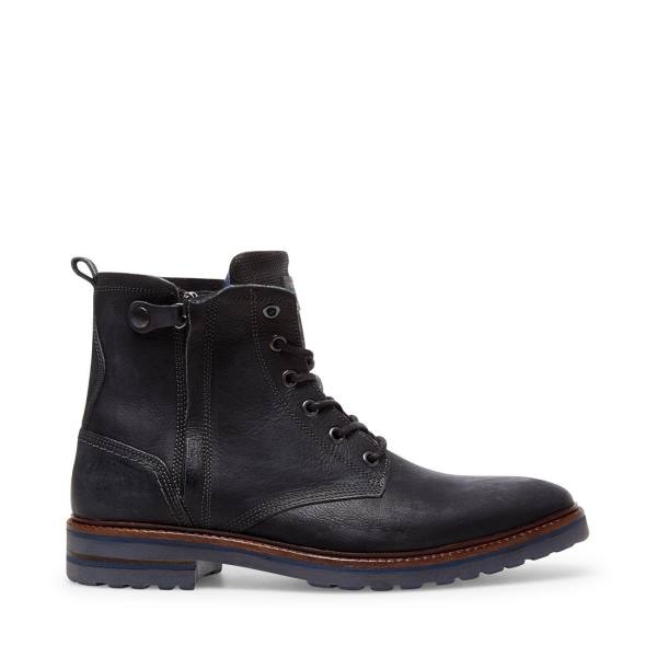 Kozaki Męskie Steve Madden Wellington Skórzane Czarne | SM-013KW