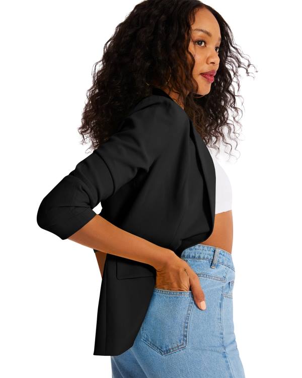 Kurtki Damskie Steve Madden Black Blazer Czarne | SM-051YN