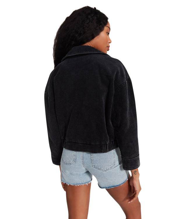 Kurtki Damskie Steve Madden Corduroy Czarne | SM-421OT