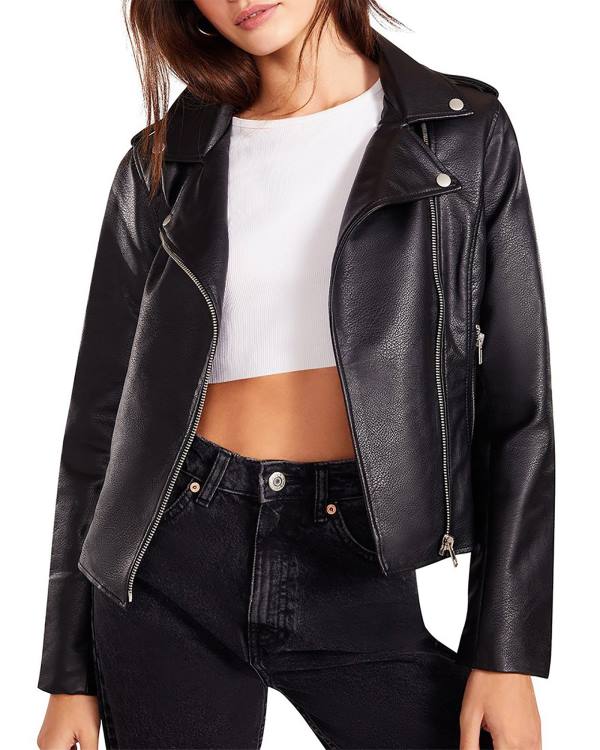 Kurtki Damskie Steve Madden Just Ride Vegan Skórzane Czarne | SM-671SN