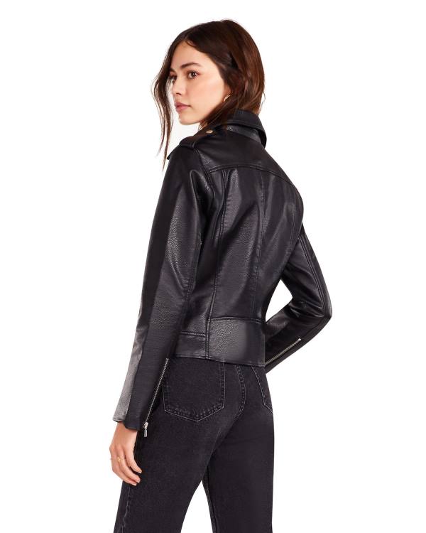 Kurtki Damskie Steve Madden Just Ride Vegan Skórzane Czarne | SM-671SN