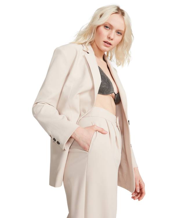 Kurtki Damskie Steve Madden Oversized Blazer Ivory Białe | SM-729GH