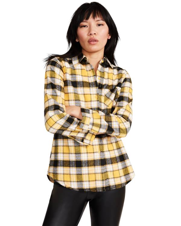 Kurtki Damskie Steve Madden Teddy Podszewką Flannel Żółte | SM-401ZN