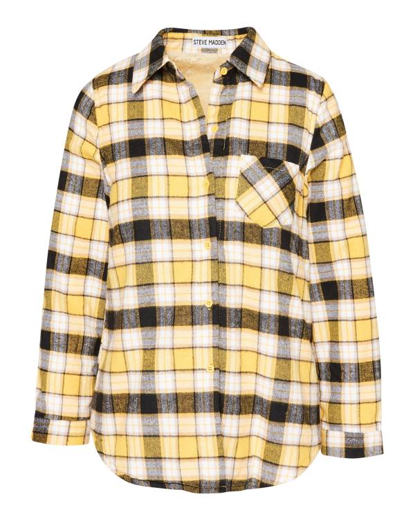 Kurtki Damskie Steve Madden Teddy Podszewką Flannel Żółte | SM-401ZN