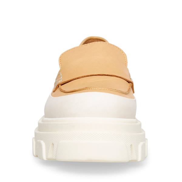 Loafersy Damskie Steve Madden Flossie Tan Skórzane Beżowe | SM-270IQ
