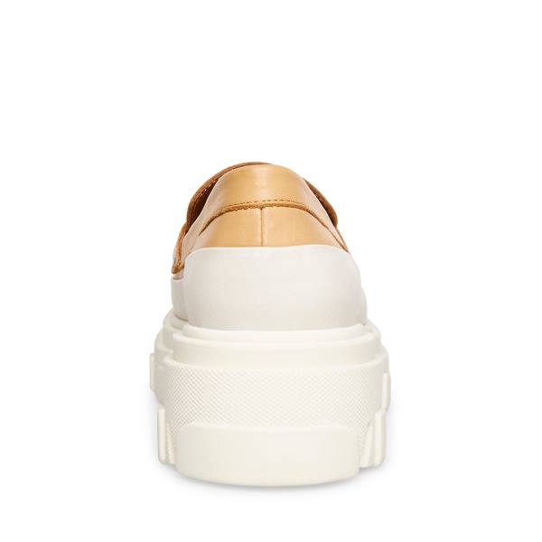 Loafersy Damskie Steve Madden Flossie Tan Skórzane Beżowe | SM-270IQ