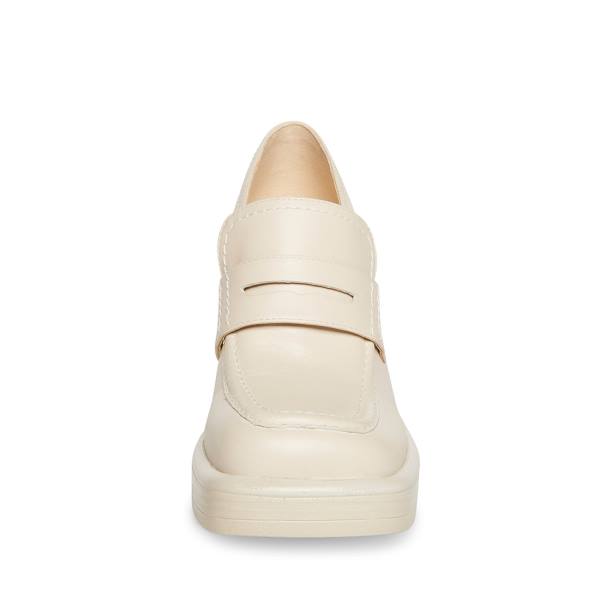 Loafersy Damskie Steve Madden Fulfill Bone Skórzane Beżowe | SM-147XI