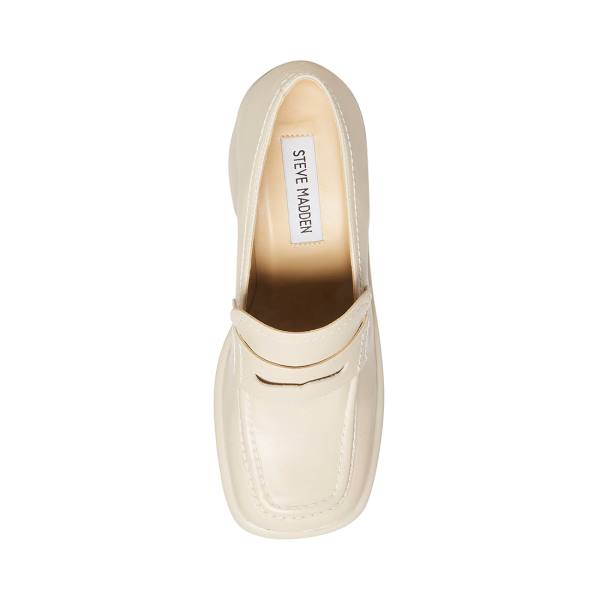 Loafersy Damskie Steve Madden Fulfill Bone Skórzane Beżowe | SM-147XI