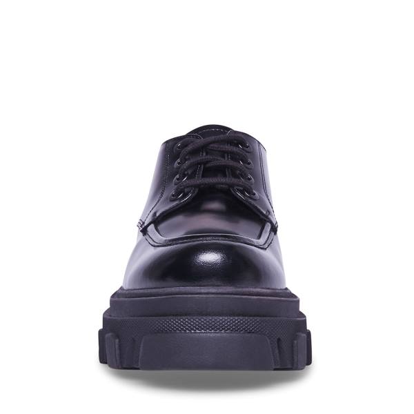 Loafersy Damskie Steve Madden Helga Skórzane Czarne | SM-342YA
