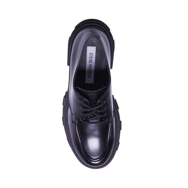 Loafersy Damskie Steve Madden Helga Skórzane Czarne | SM-342YA