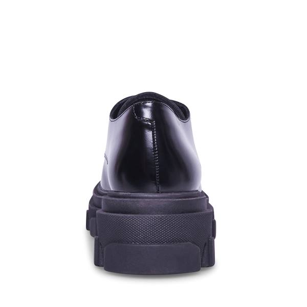 Loafersy Damskie Steve Madden Helga Skórzane Czarne | SM-342YA