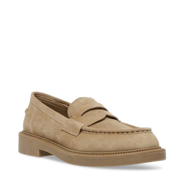 Loafersy Damskie Steve Madden Kallen Sand Zamszowe Brązowe | SM-254FL