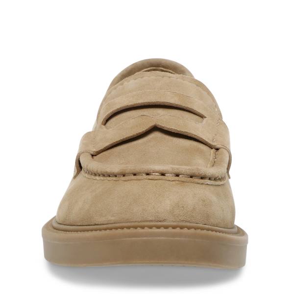 Loafersy Damskie Steve Madden Kallen Sand Zamszowe Brązowe | SM-254FL